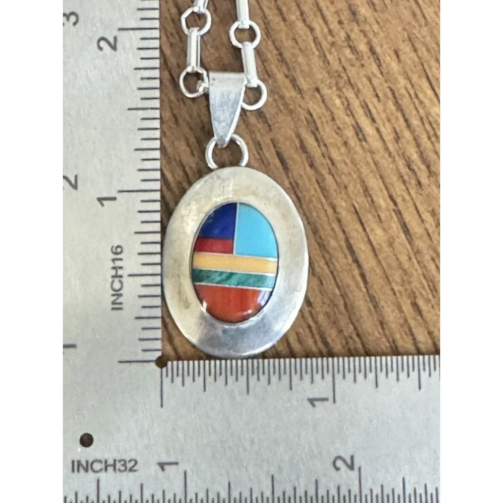 Ella Peter Sterling Multistone Inlay Pendant Earrings Set 24